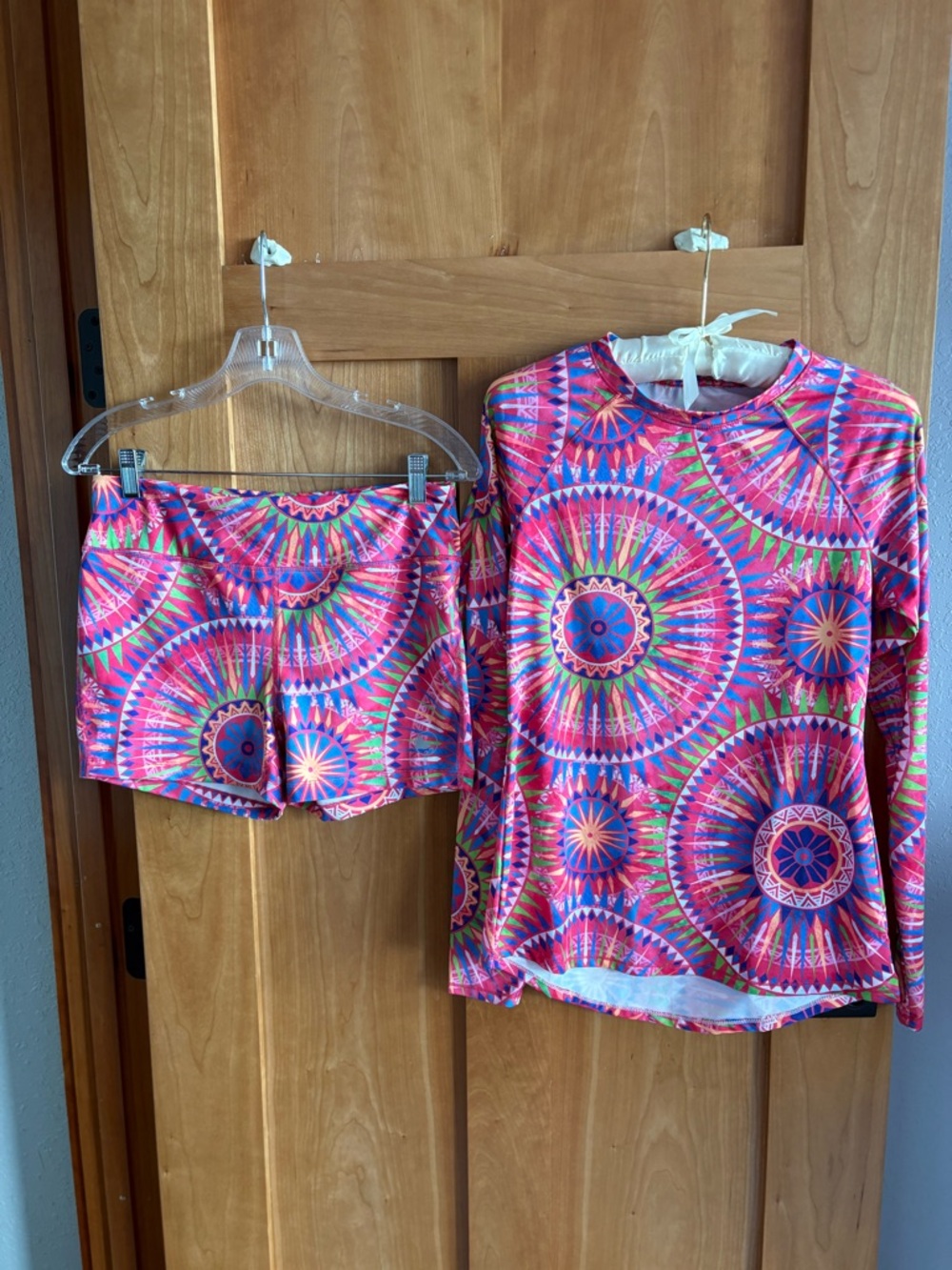 Reel Legends Pink Multicolor Juniors Long Sleeve Rash Guard Set